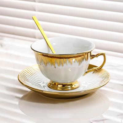 Keramisk kaffekopp och fat Afternoon Tea Set 7oz Styling med Gold Edge Espresso för