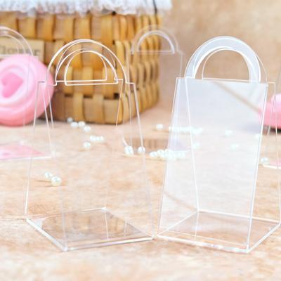 Set 13 Bucăți Pungi Transparente Acrilice Cutie Bomboane Nuntă Petrecere Aranjament Masă High-end Coș cu Mâner Triunghiular din Plastic Cutie Cadou