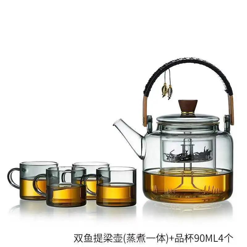 1200ML High Borosilicate Glass Brewing Teapot, Household High Temperature Resistant Large Capacity Teapot with Filter Liner