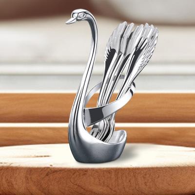 5Pcs Dessert Spoon Coffee Spoons Gifts Cooking Utensil Stainless Steel Creative Swan
