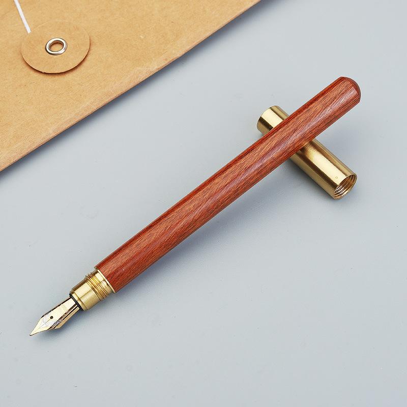Sandalwood Wooden Fountain Pens Retro Simple Office Calligraphy Pens Students Writing School Office Supplies Stationery