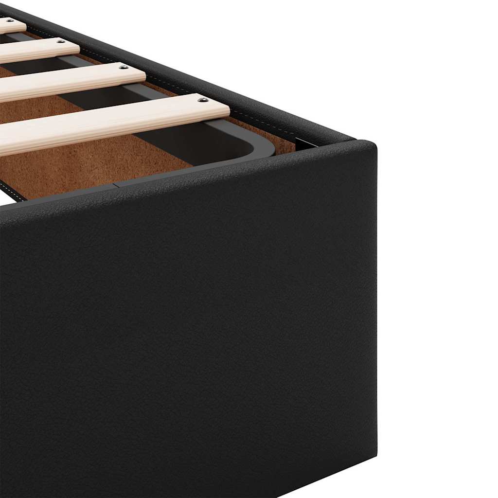 Storage Bed with Mattress 2 Pcs Black Leather
