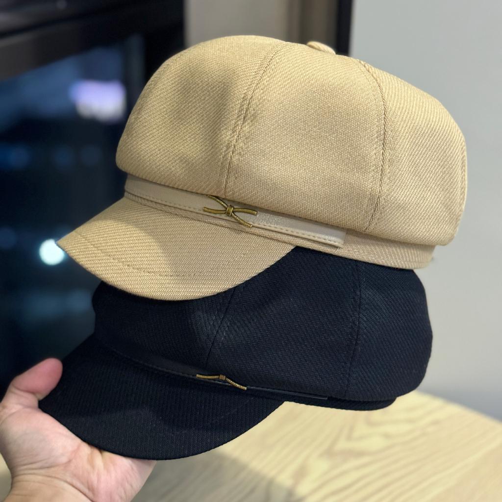 New British Retro Style Autumn and Winter Thickened Woolen Octagonal Hat Women's Personalized Beret Fashion Newsboy Hat Painter Hat