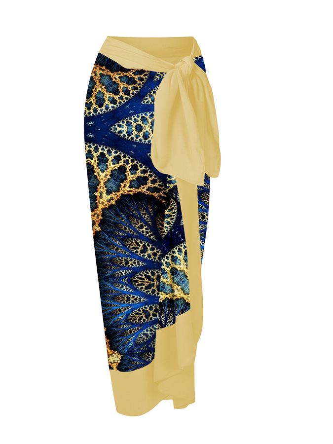 

Праздничный стиль Женское миди-платье с принтом и завязками One Size жёлтый