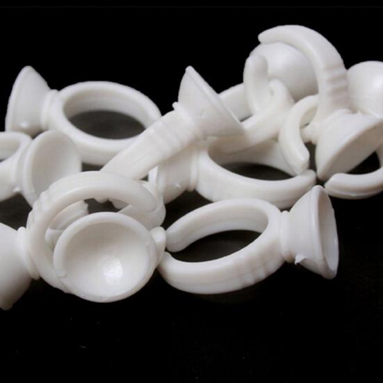 100Pcs Disposable Glue Ring Pallet Holder for Eyelash Extension Tattoo Pigment
