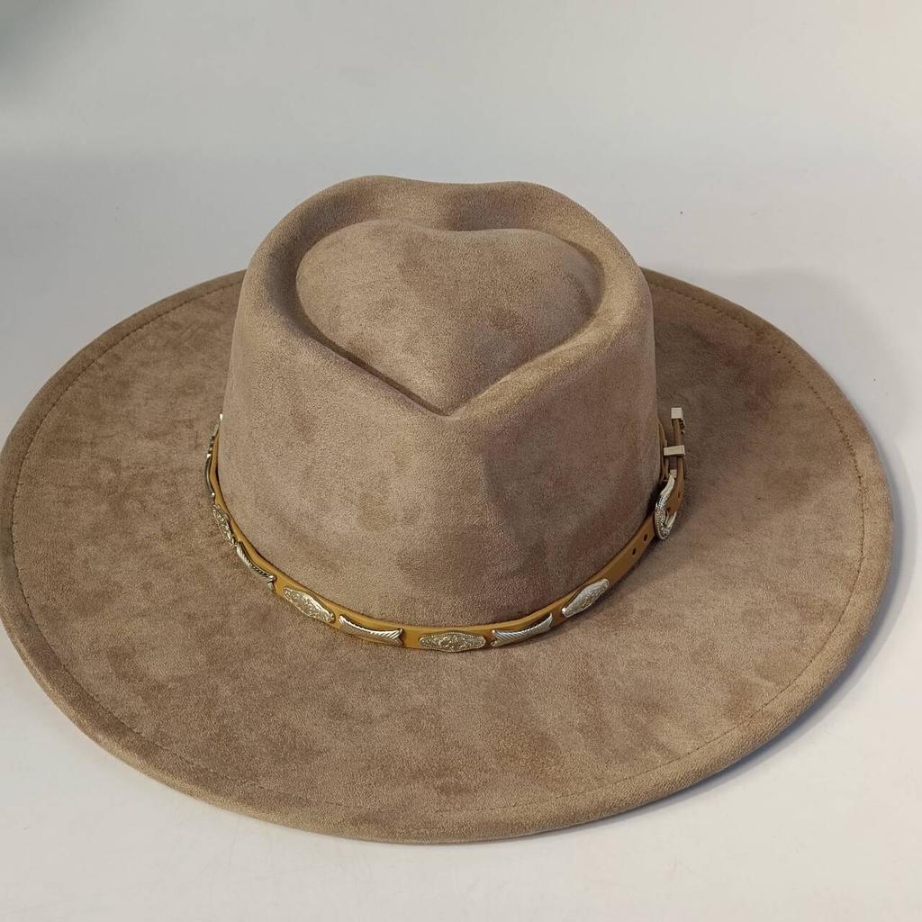 Men's vegan suede hat, women's heart-shaped crown logoengraving suitableforpyrographywide-brimmed hatcappelloluxuryhatsfor woman