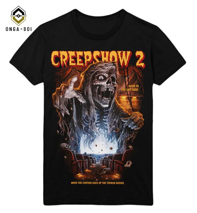 Винтажная сцена Крипера Сплэш-арт Жуткие 80-е Хоррор Хэллоуин Графическая футболка Унисекс футболка M