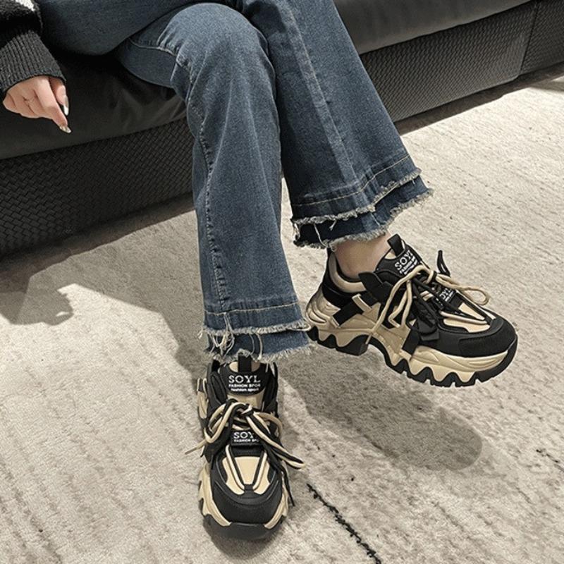 Autumn Chunky Street Style Women Casual Shoes Designer Brand Woman Lace-up Vulcanized Shoes Fashion Sneakers for Women Versatile