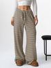 2026 Women's Casual Striped Cotton Pants with Elastic Waist and Drawstring