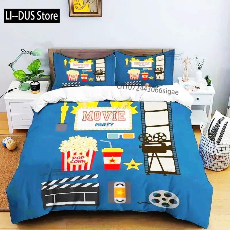 Movie Film Clap Board Patterns Comforter Bedding Set,Duvet Cover Bed Set Quilt Cover Pillowcase,King Queen Size Bedding Set