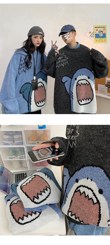 French Couple Niche Design Cute Cartoon Pullover Sweater - Women's Loose Autumn/Winter Outerwear