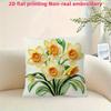 2D Osterglocken Blumen Kissenbezug Vintage Gelbe Narzissen Blumen Dekorative Kissenhülle Boho Heimdekoration