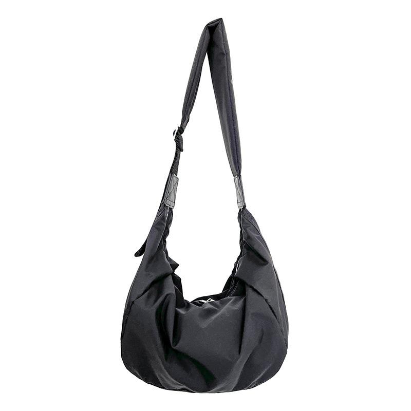 Large Capacity Nylon Shoulder Bag Women Casual Crossbody Sling Bag Lightweight Everyday Tote with Wide Adjustable Strap Crescent Bag