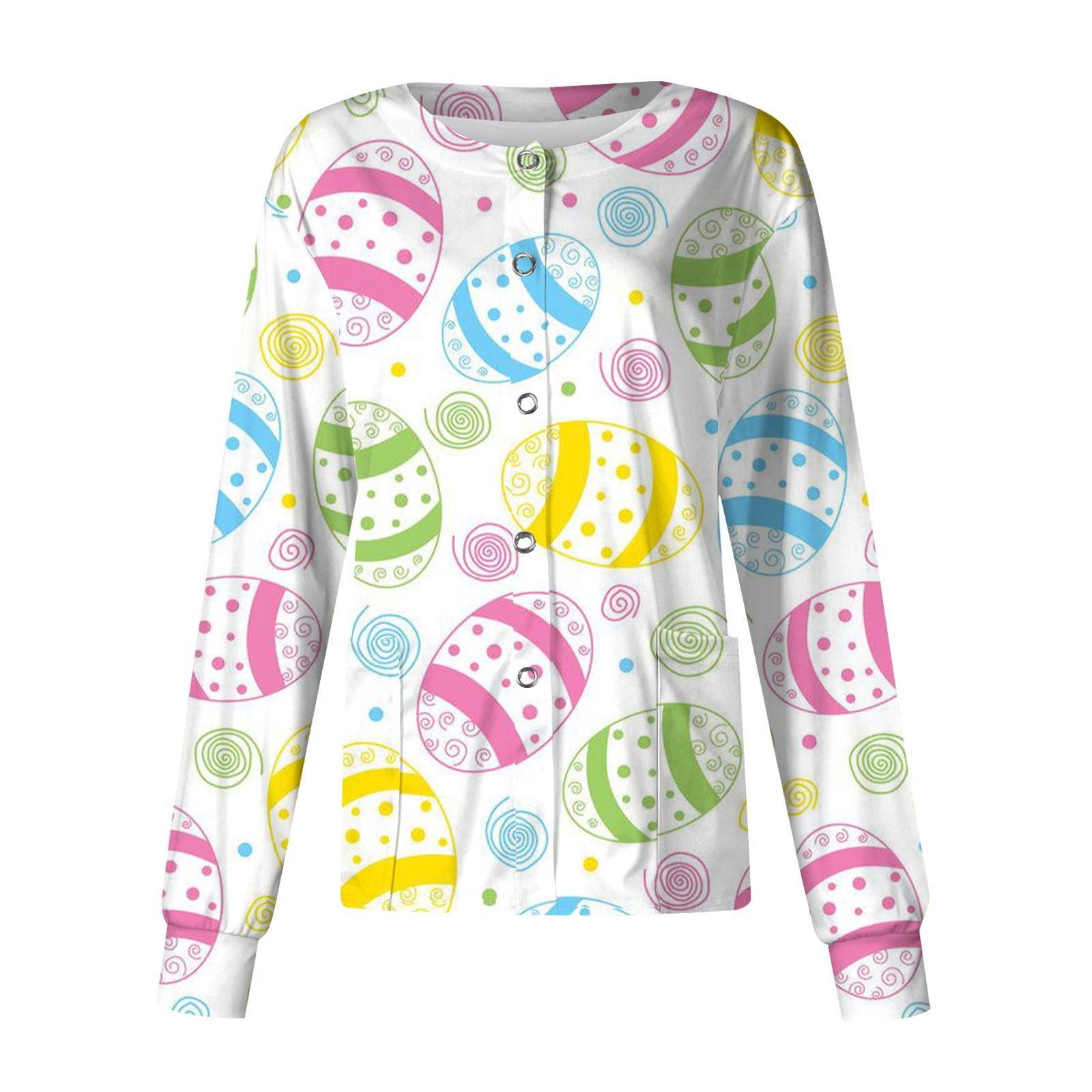 

Женский повседневный однобортный однобортный кардиган с длинными рукавами и принтом, рабочая одежда с пасхальным принтом XL жёлтый