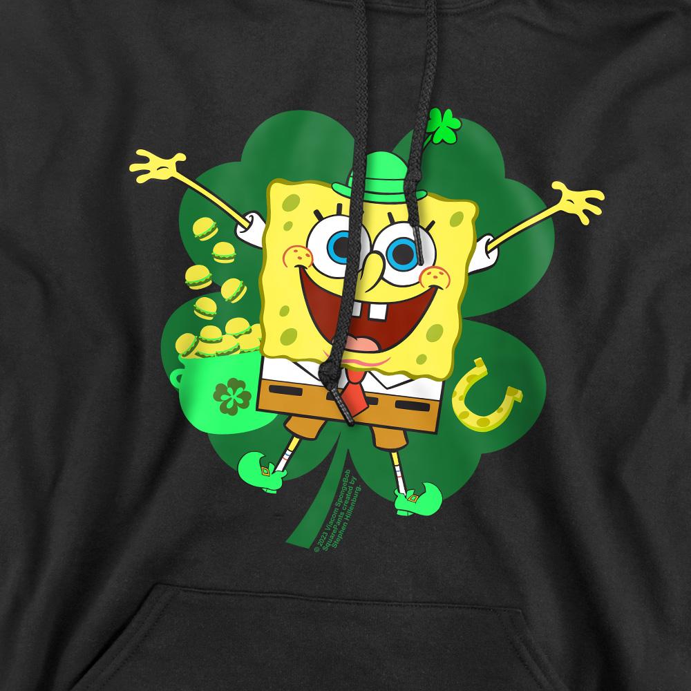 SpongeBob SquarePants Mens Spongey Four Leaf Clover St Patricks Day Hoodie