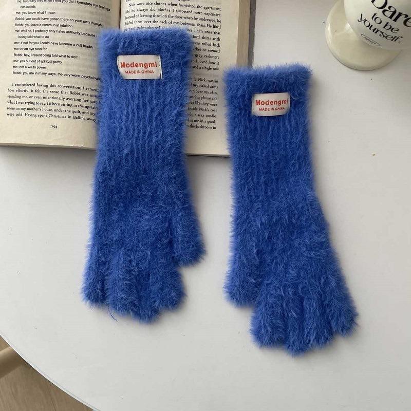 Guanti in Peluche Coreani da Donna Invernali in Velluto Manopole Invernali Spessi Caldi Guanti a Maglia Colore Solido Touch Screen Guanto Lungo Regalo