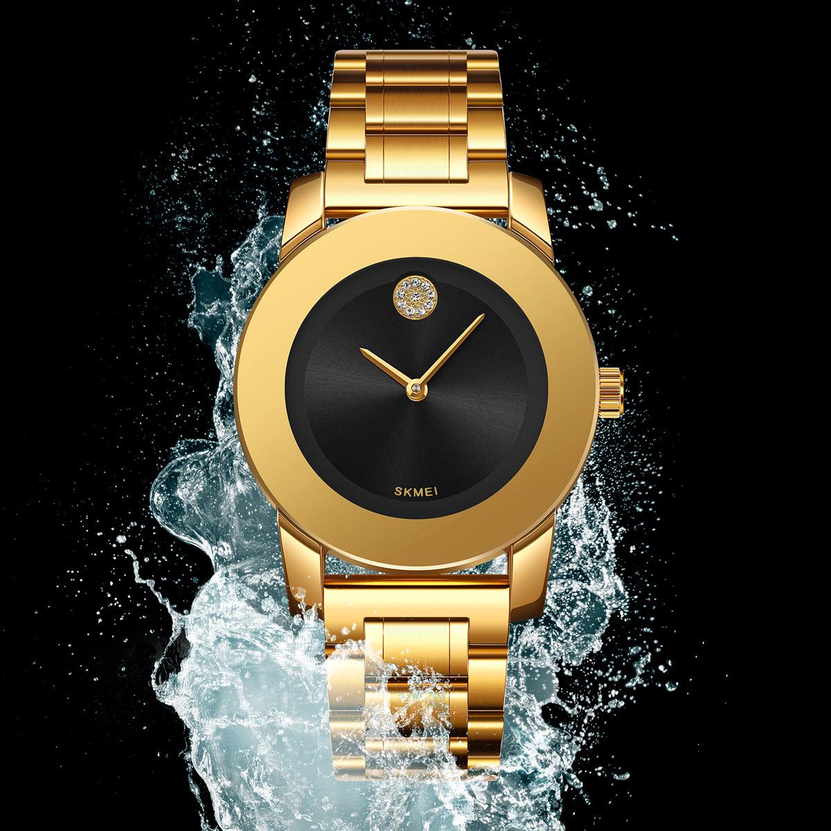 

Classic round men s watch steel belt waterproof simple men s quartz watch