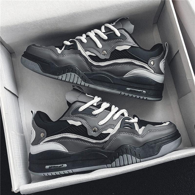 Men Vulcanized Shoes Trendy Personalized Teenagers Casual Shoes Round Toe Lace Up Plus Size Platform Shoes
