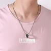 Stainless Steel Double Ring Pendant Necklace Men Hip Hop Style Long Chain With Crystal Charm Geometric Design