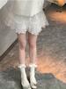 Sweet Vintage Princess High Waist Skirt Women Spring New White Floral Cake Clothing Female Fairy Cute Lace Pure Color Skirt 2024