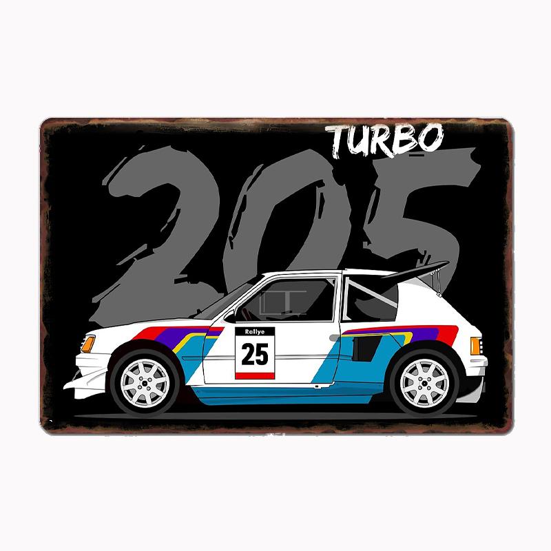 Peugeot 205 T16 Car Metal Sign Poster Garage Room Decor Custom Tin Home Decor Wall