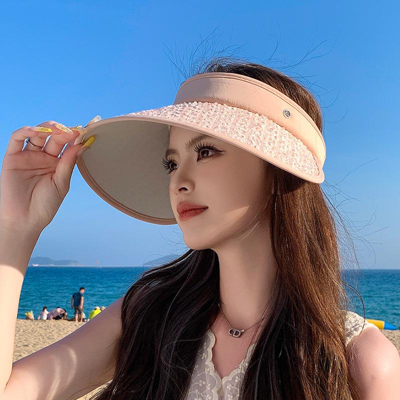 Summer headband, empty top hat, big eaves, outdoor sunscreen, sun hat, children's fashion versatile trend shows the face, small sun hat