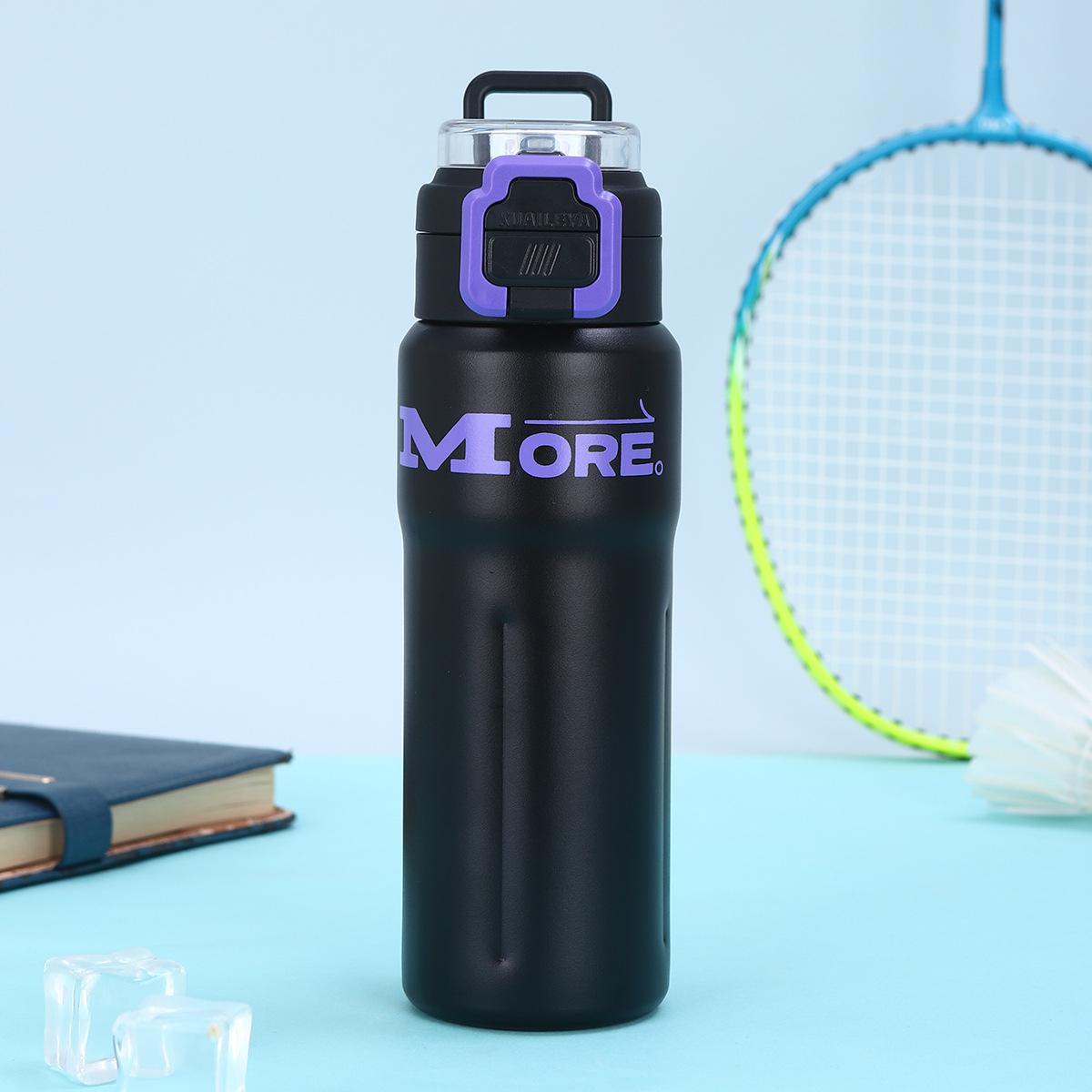 

Новый термос из нержавеющей стали, большая емкость, двойная крышка, чашка для воды, привлекательный горизонтальный спортивный чайник с ручкой 600ml