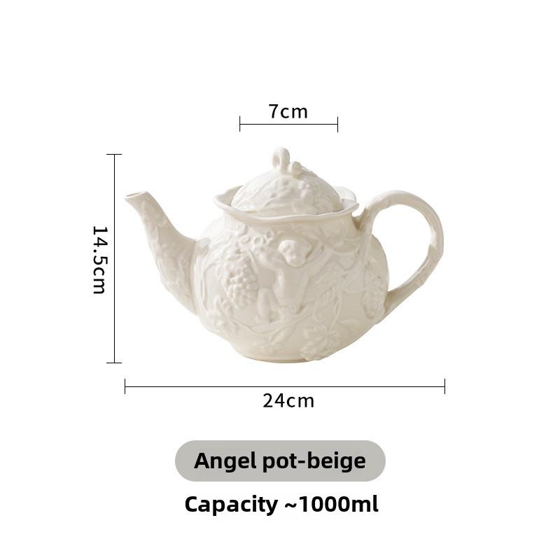 Emboss Ceramic Teapot Black Tea Cup Saucers Set Retro Afternoon Tea Coffee Cup Saucer Couple Cup Set Home Creative Drinkware Mug