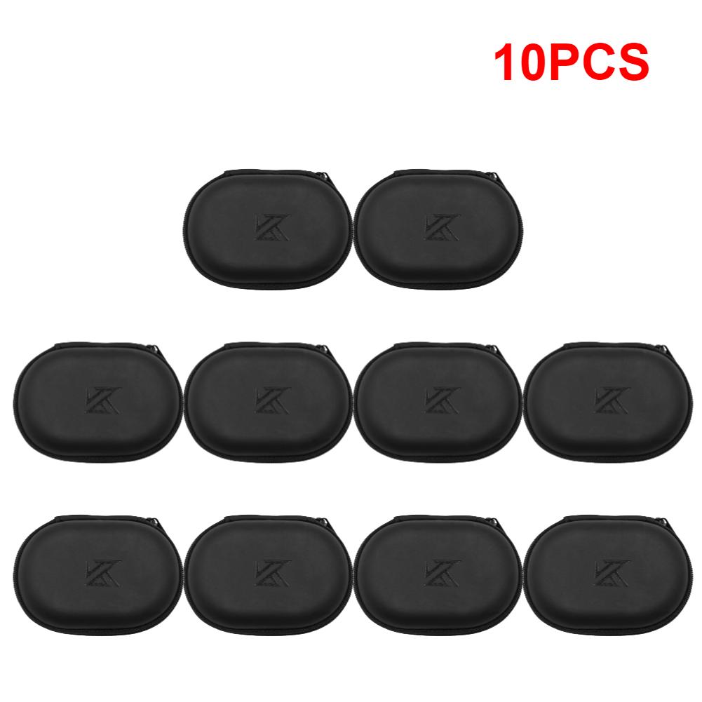 Universal Earphones Case Oval Storage Bag Headphones PU Storage Box Black Portable Hold Storage Box For KZ BA10 AS10 ES4