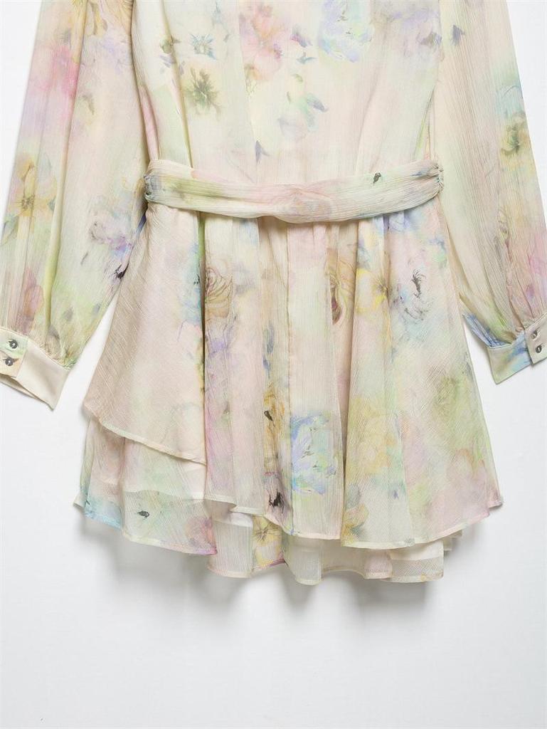 TAOP&ZA Summer Women's Elegant Print Tie Irregular Dress