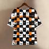 Top Casual da Donna a Manica Media Girocollo con Stampa di Halloween in Cotone e Lino