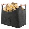Felt Basket Firewood Box With Wooden Handles Foldable Wood Basket For Firewood Wood Newspapers Clothes Storage