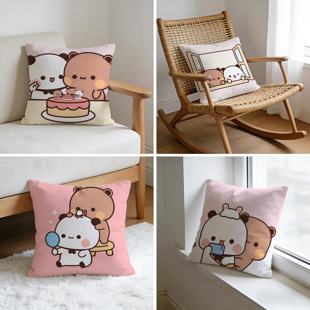 Panda BBubu DDudu Cushion Cover Washed Linen Soft Breathable Decorative Case For Sofa Home Pillow Cover