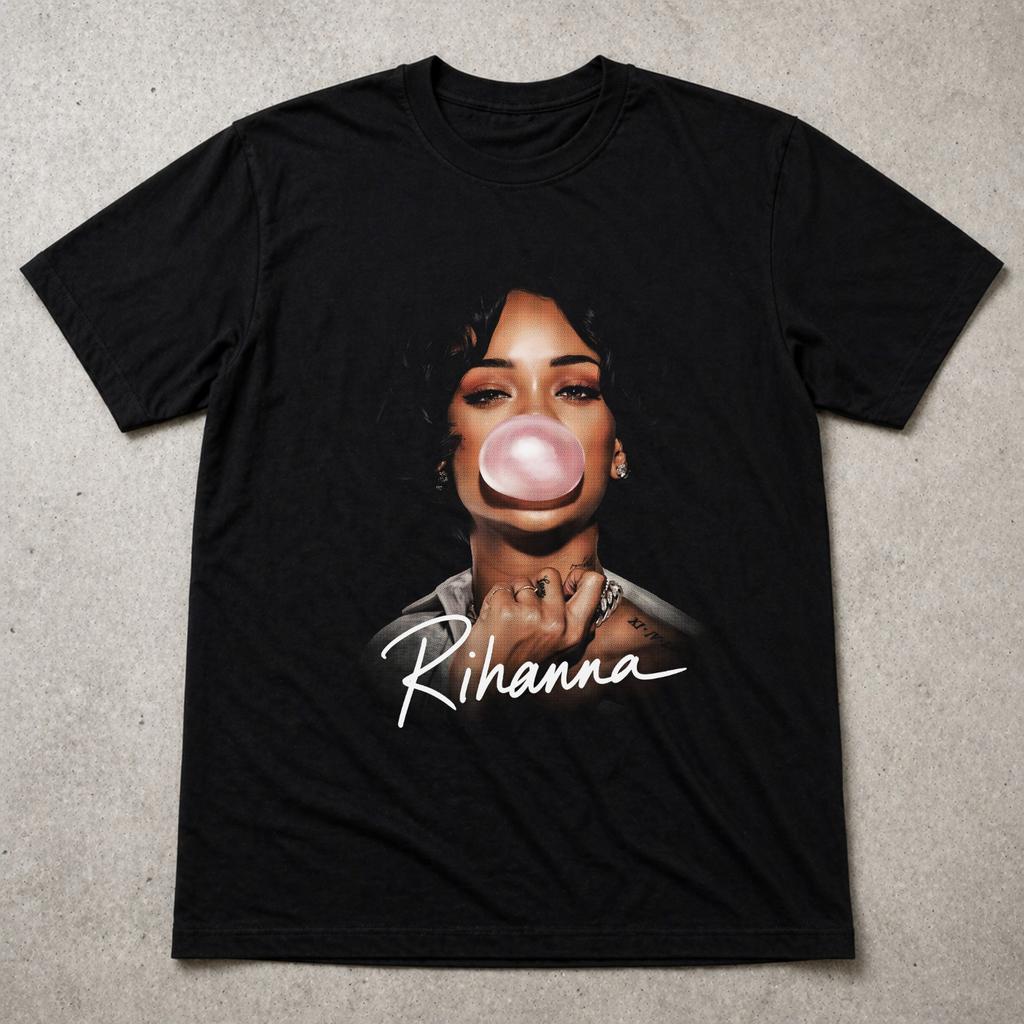 T-shirt Rihanna Pop Music Grafica Unisex Unisex Bambini Nero Idea Regalo