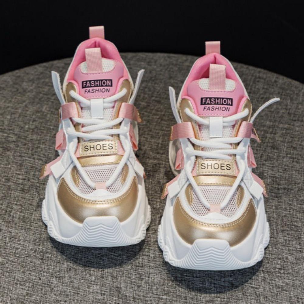Platform Casual Shoes Leather Women's Shoes Summer Breathable Inner Height Increasing Sports Leisure Shoes Women Sneakers