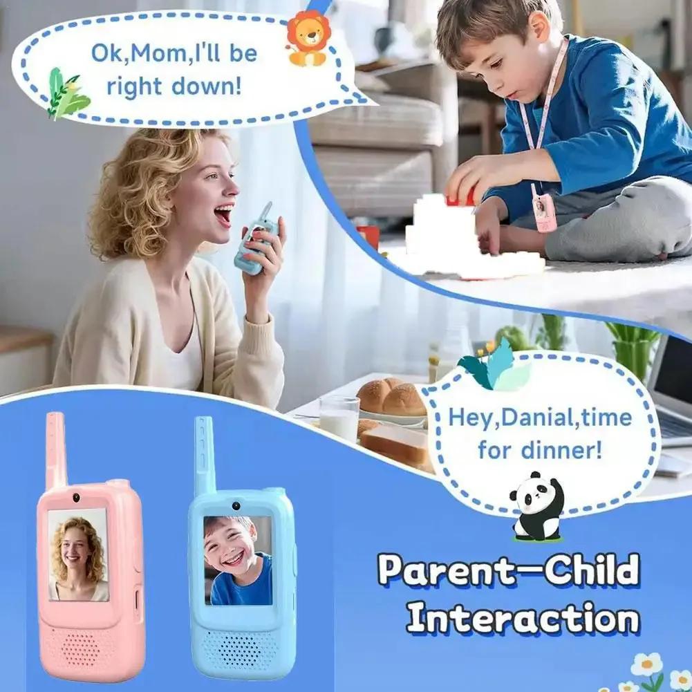 2pcs Kids Video Walkie Talkie With 2" HD Screen USB-C Rechargeable  Walkie-Talkie One-Click HD Call Intercom Gift for Children