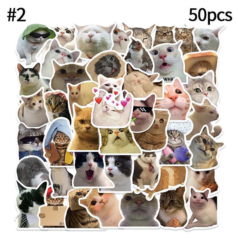 Cute Cat Memes Sticker DIY Scrapbook Stickers Cartoon Sticker for Skateboard Luggage Laptop School Stationery Kawaii Sticker