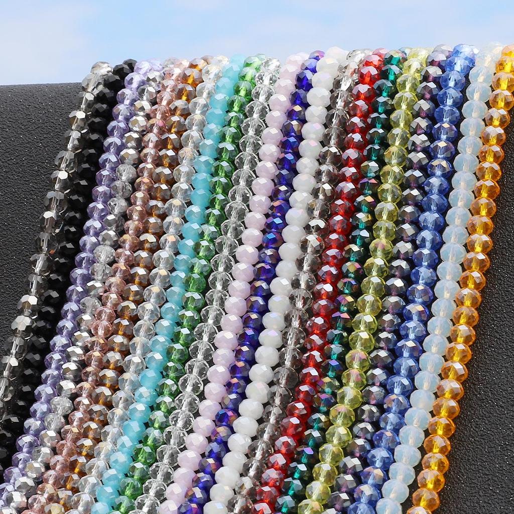 6mm Flat Glass Crystal Beads - DIY Plated Color Abacus Loose Beads for Accessories