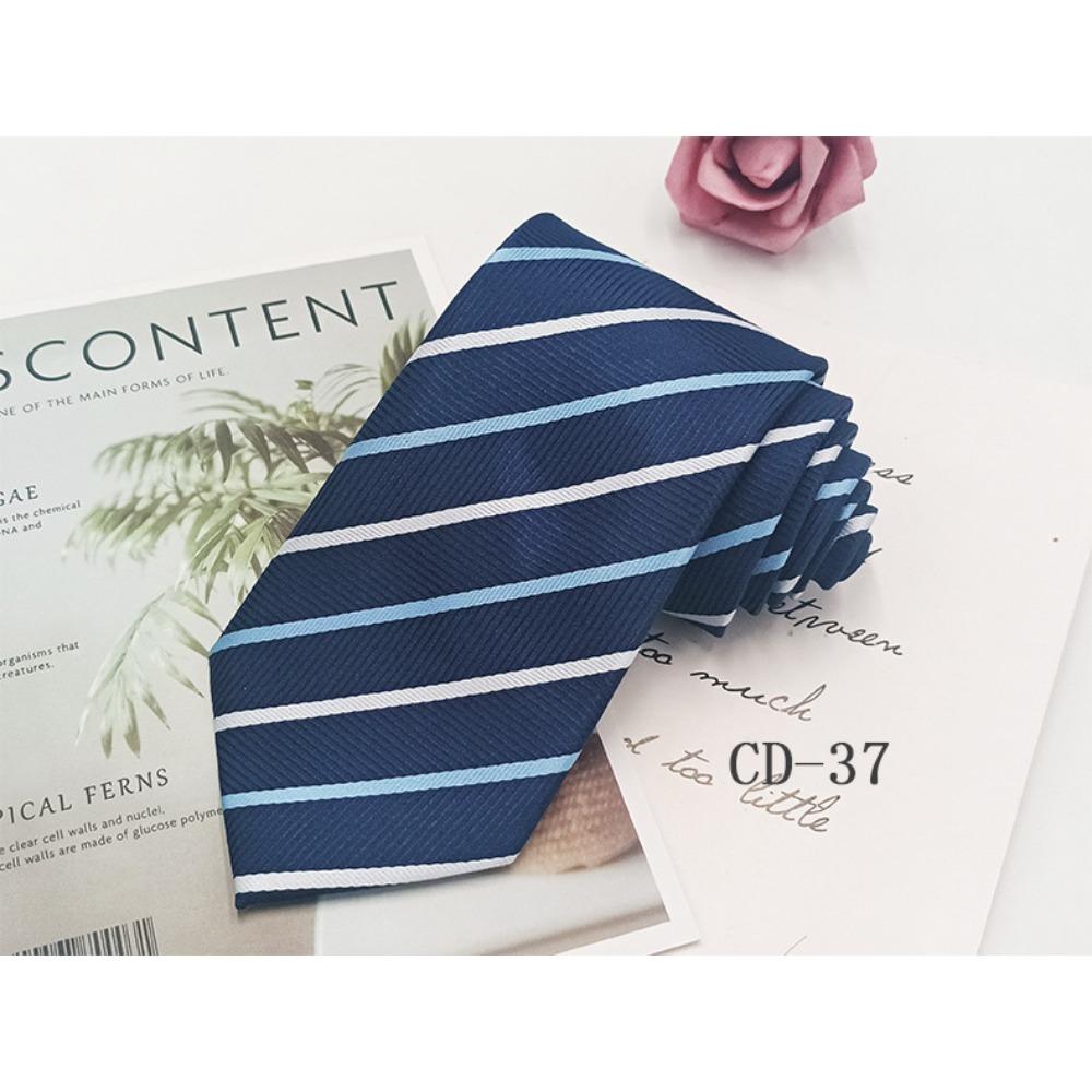 Men's Business Tie 8cm Professional Dress Interview Striped Tie Stylish Business-style Ties Navy Black Multi-colorTraditional Hand-knotted Design