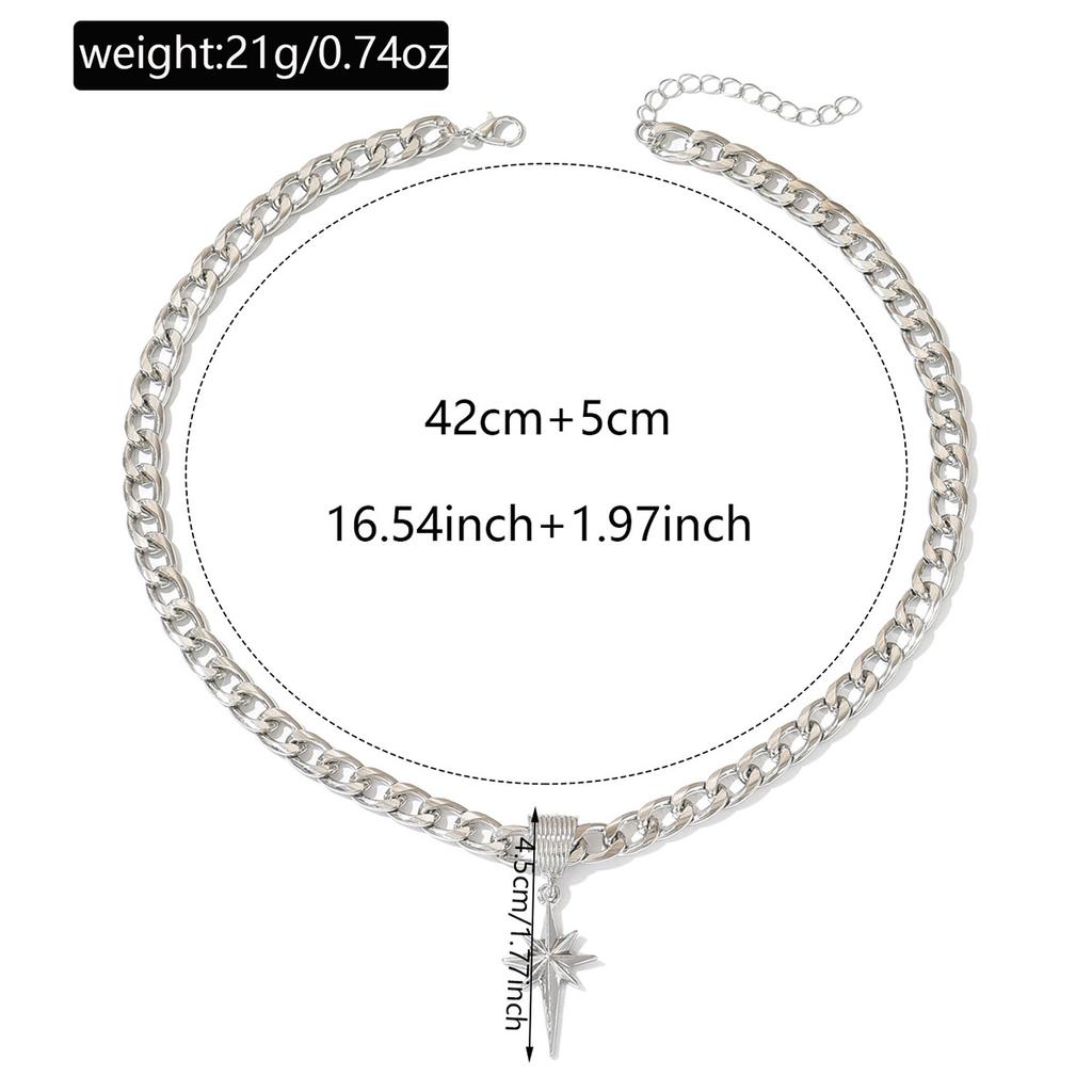 Hip Hop Necklace Accessories Women's Simple Octagram Personality Cuban Thick Chain Niche Clavicle Chain