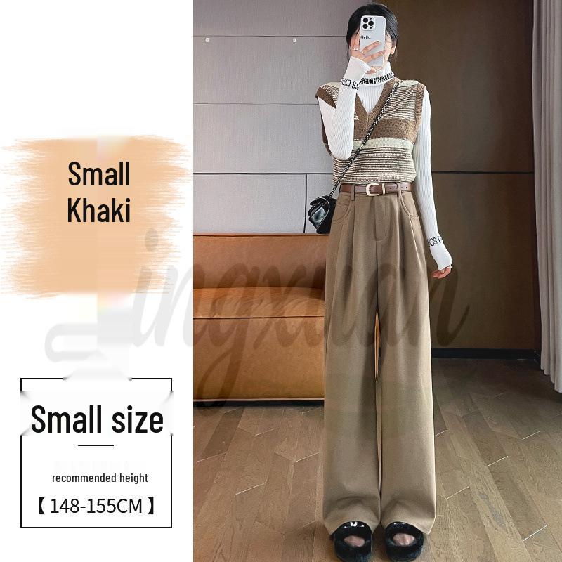 2026 Autumn/Winter Velvet High-Waisted Woolen Wide-Leg Floor-Length Pants for Women