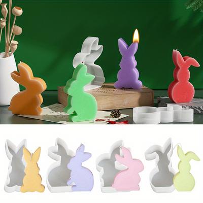 Rabbit Shaped Candle Mold, DIY Easter Bunny Plaster Decorative Ornament Silicone Mold, Suitable for DIY, Holiday and Party Tools
