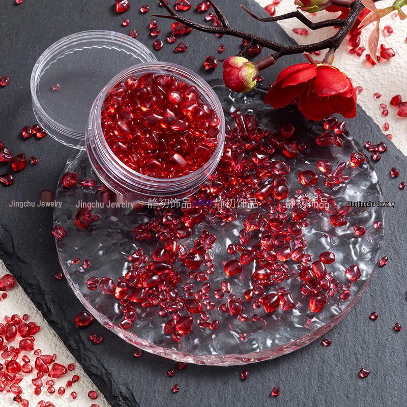 Blood Red Glazed Small Pebbles Nail Art Flowing Sand Valley Decoration