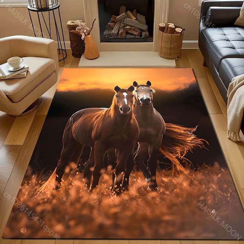 17 Styles Running Horse Print Carpet for Living Room Bedroom Sofa Doormat Home Decor  Area Rug Non-slip Floor Mat for Gifts