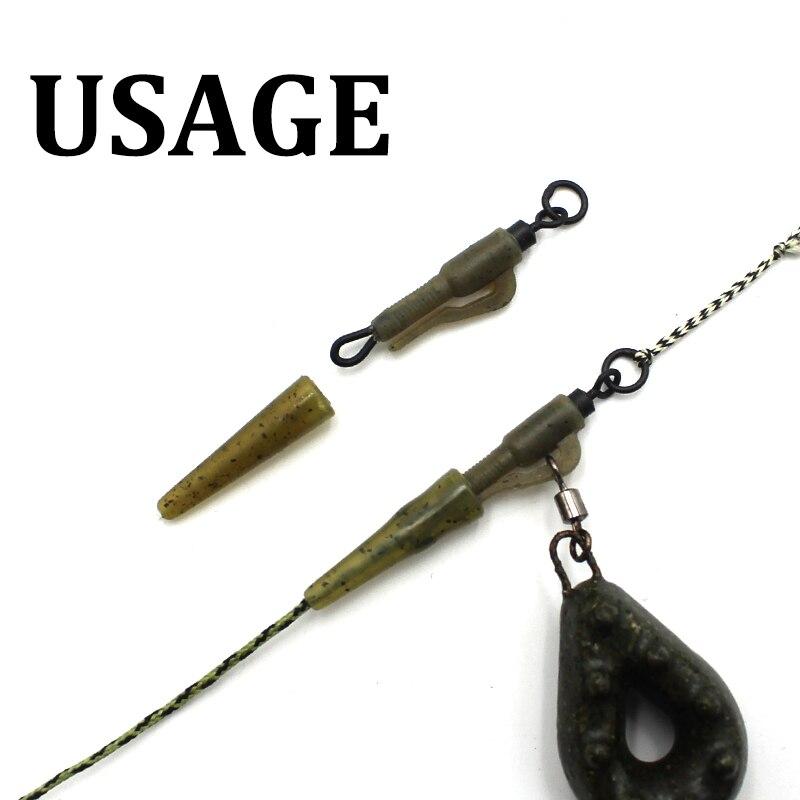 10 STK Karpefisketilbehør Blyklemme Hurtigskifte Svinghale Gummi Anti-flokehylser for karperigger Grove fiskeutstyr