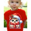 Kids Clothes Cute Animals Printing Christmas T-Shirt Festive Short Sleeve Boys Girls Clothes 2-14Y Christmas Gift Child Top Tee