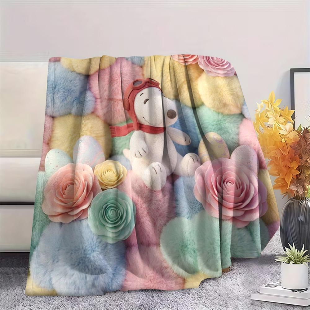 1Pc Snoopy Print Flannel Blanket, High quality Comfortable for All Seasons, Home Decor, Warmth and Comfort, Perfect for Christmas Gifts