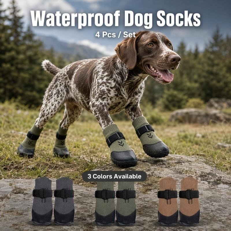4pcs Dog Socks with Anti-Slip Adjustable Straps & Stay-On Paw Protectors Suitable for Small & Medium Dogs, / Traction Sole