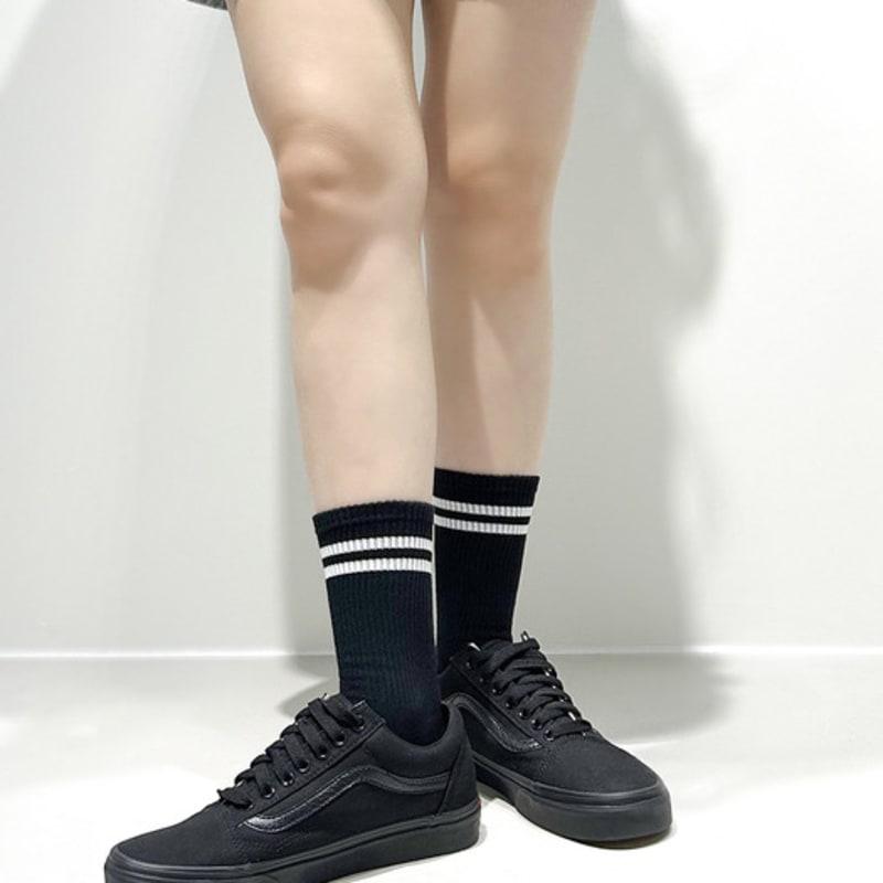 YELLOWSOCKS 2 LINE BLACK