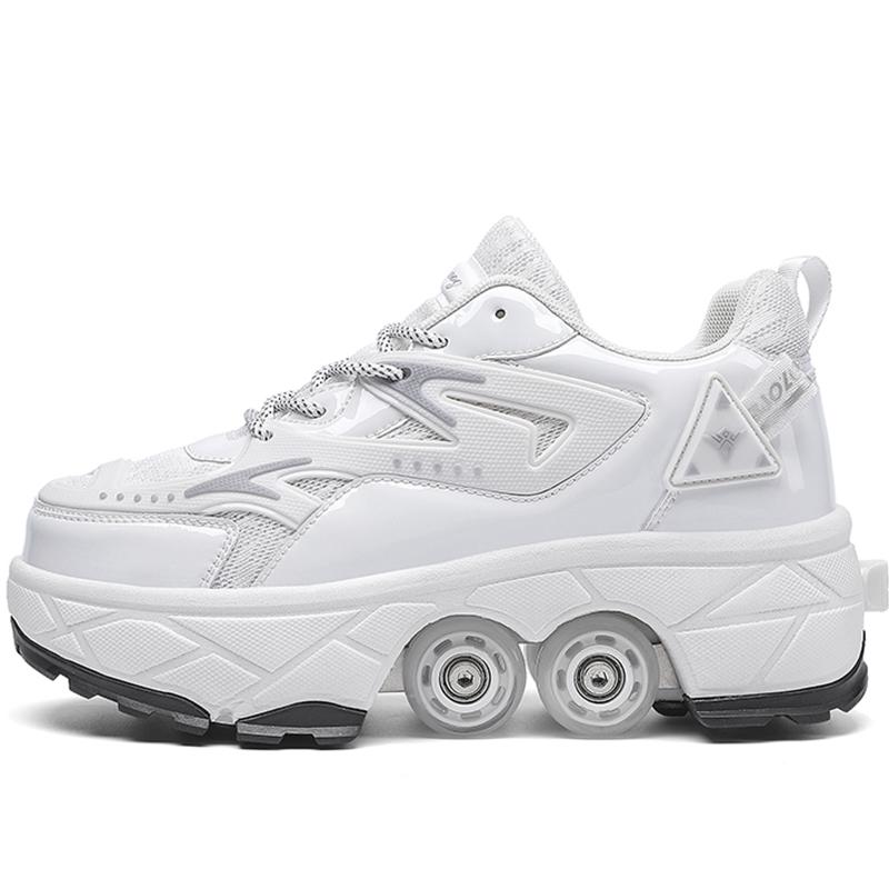 Roller Roller Shoes 4-wheel Deformation Shoes Roller Skates Men's and Women's Adult Runaway Shoes Skating Shoes Shoes with Wheels